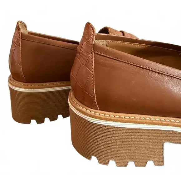 NWOT M. Gemi Handmade Elsa Croco Printed Loafers-Size 40.5 / 9.5-Tan